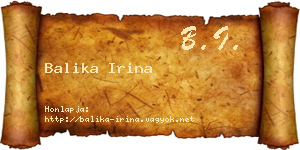 Balika Irina névjegykártya
